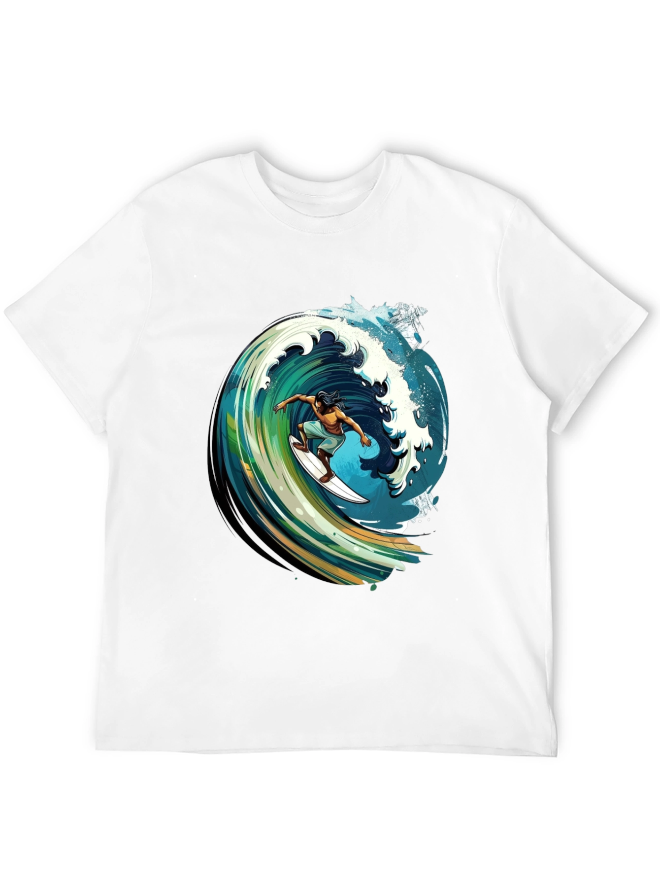 Surfer Wave Graphic Tee - Black Cotton Comfort