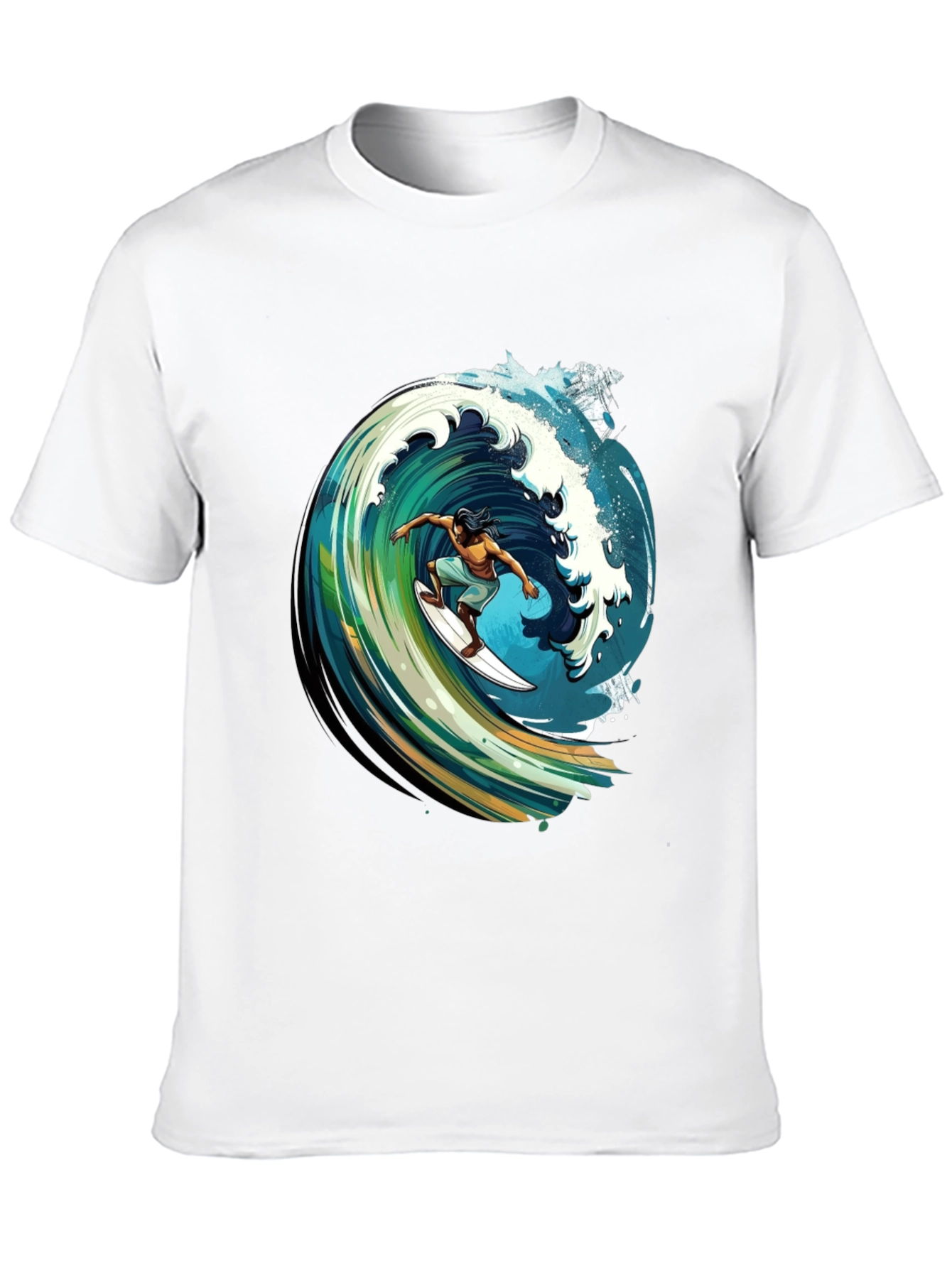 Surfer Wave Graphic Tee - Black Cotton Comfort