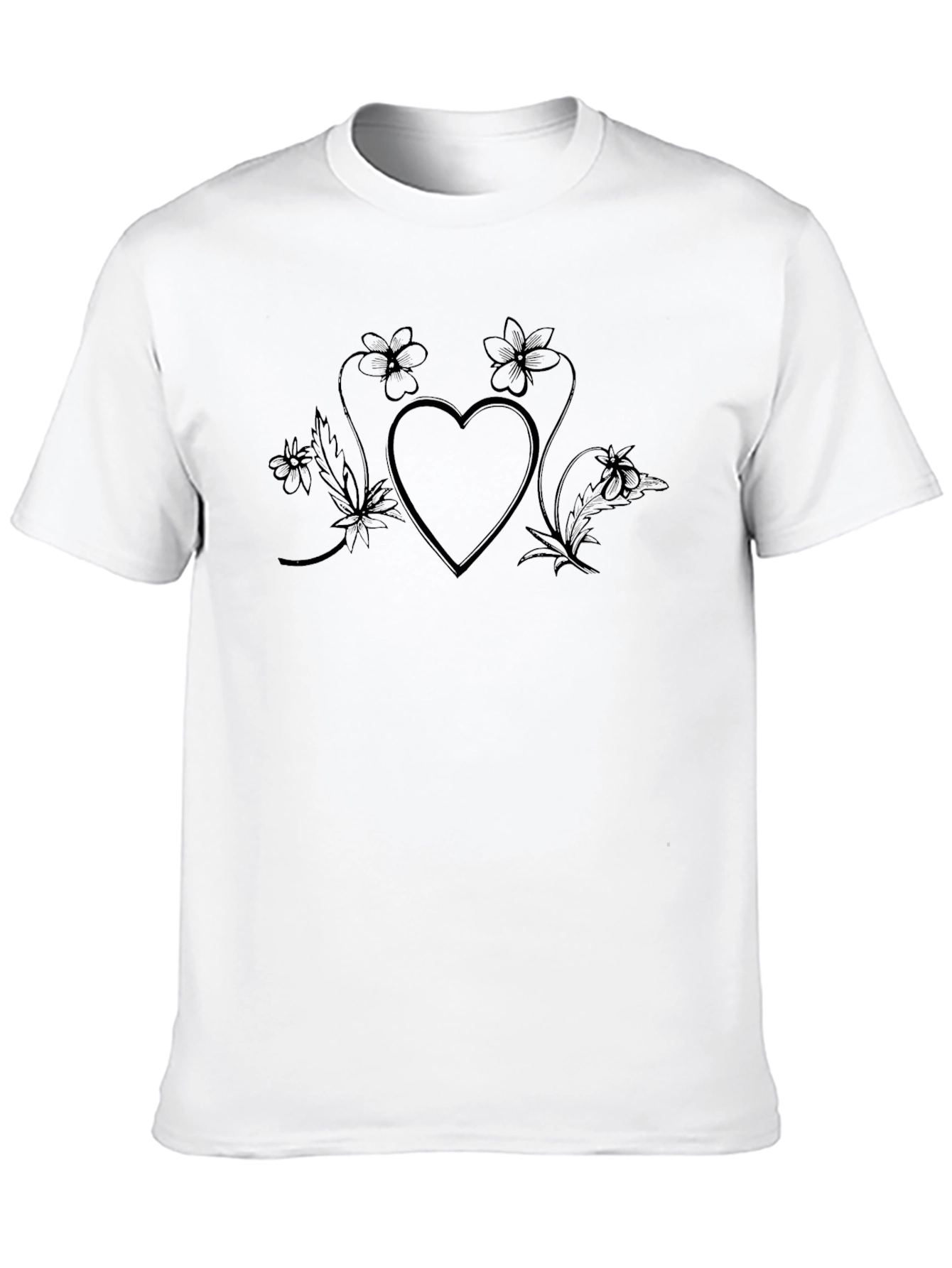 Heart & Flower Graphic Black T-Shirt
