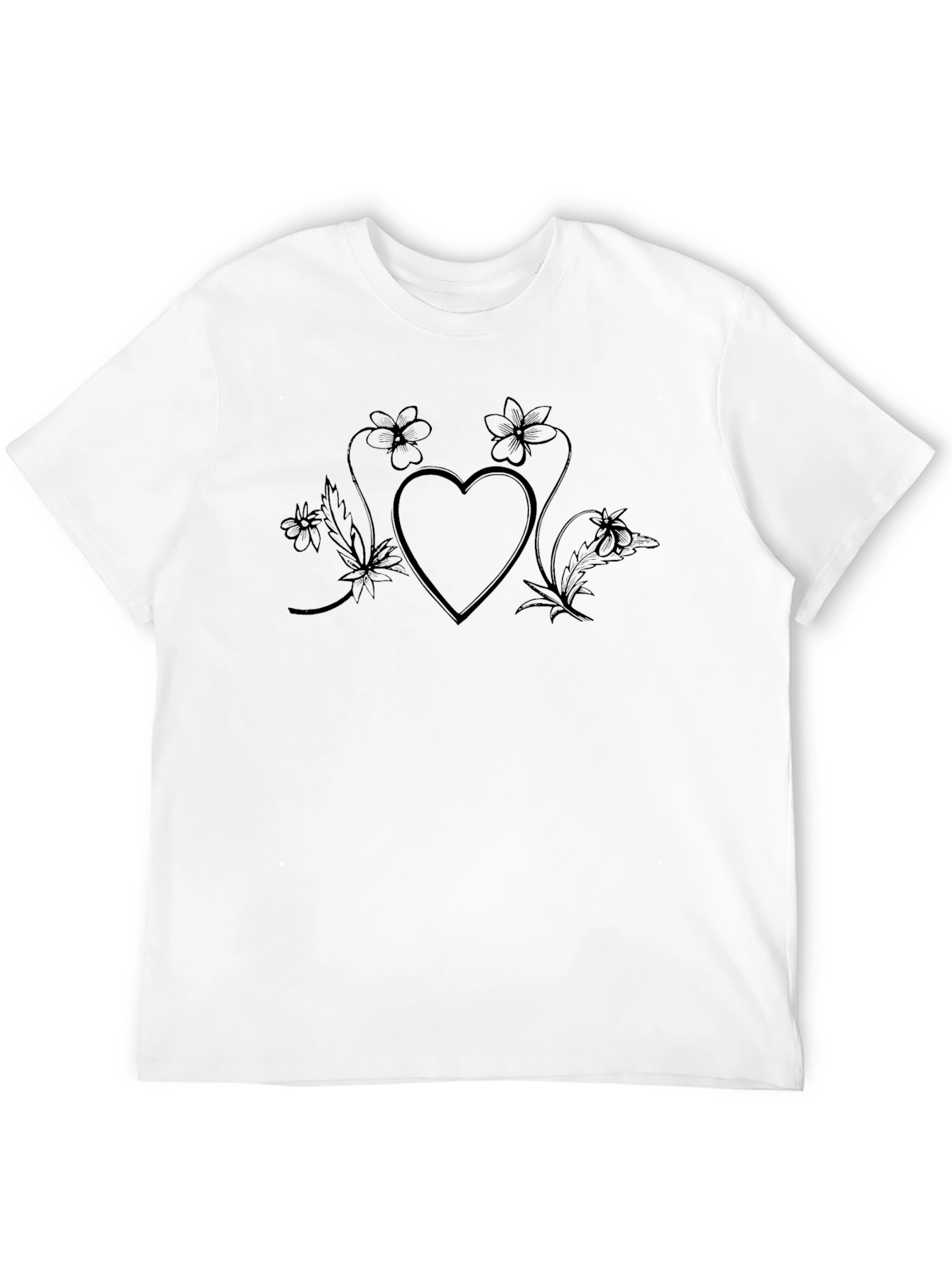 Heart & Flower Graphic Black T-Shirt