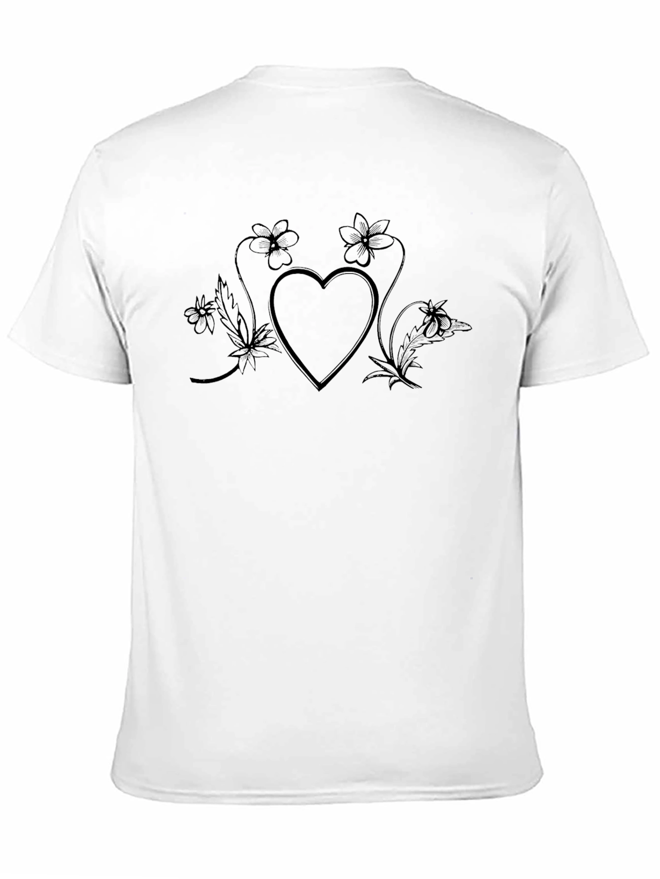 Heart & Flower Graphic Black T-Shirt