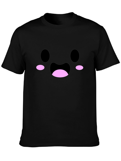 Cute Kawaii Face Black T-Shirt