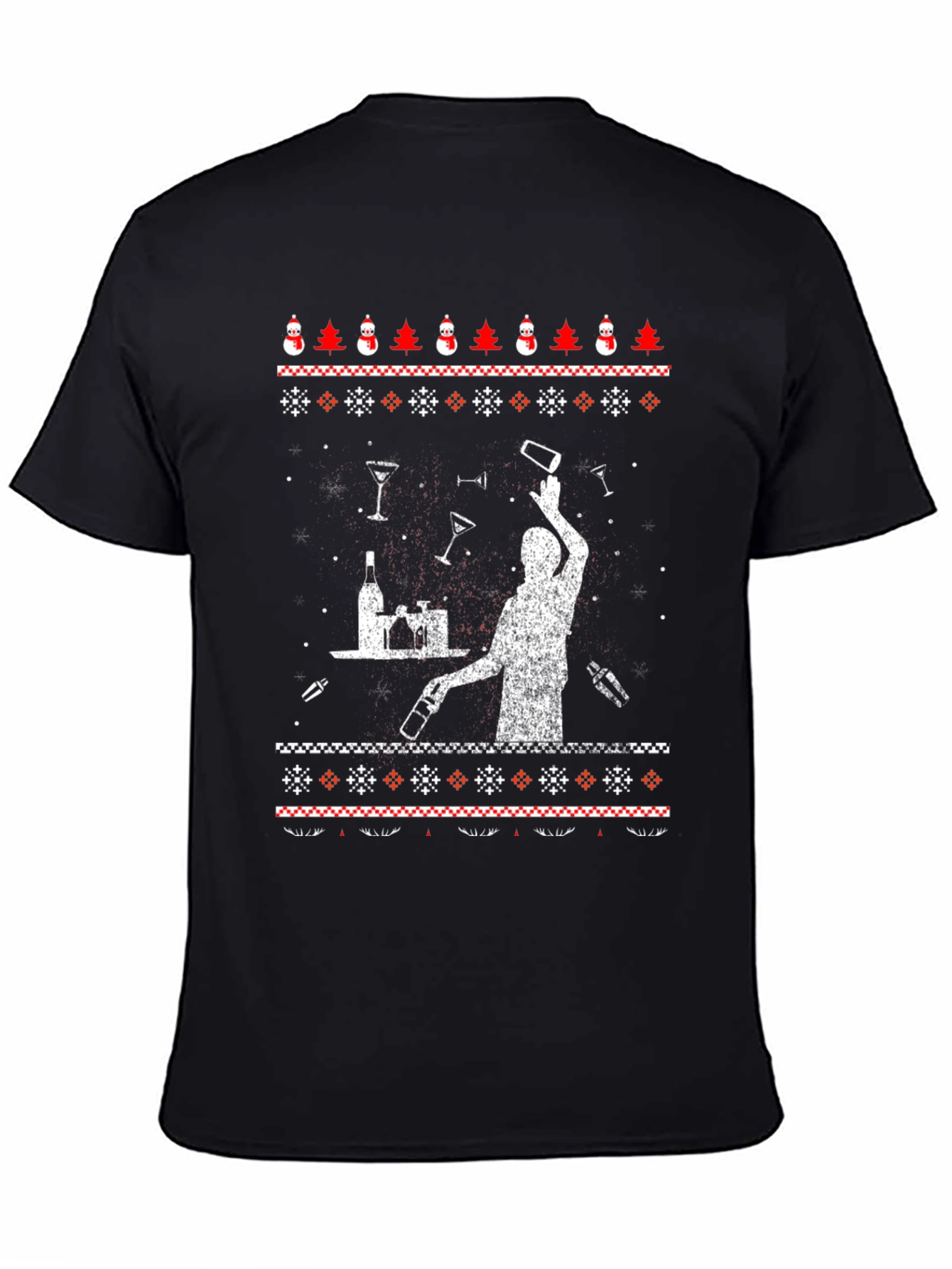 Bartender Ugly Christmas Sweater Graphic T-Shirt