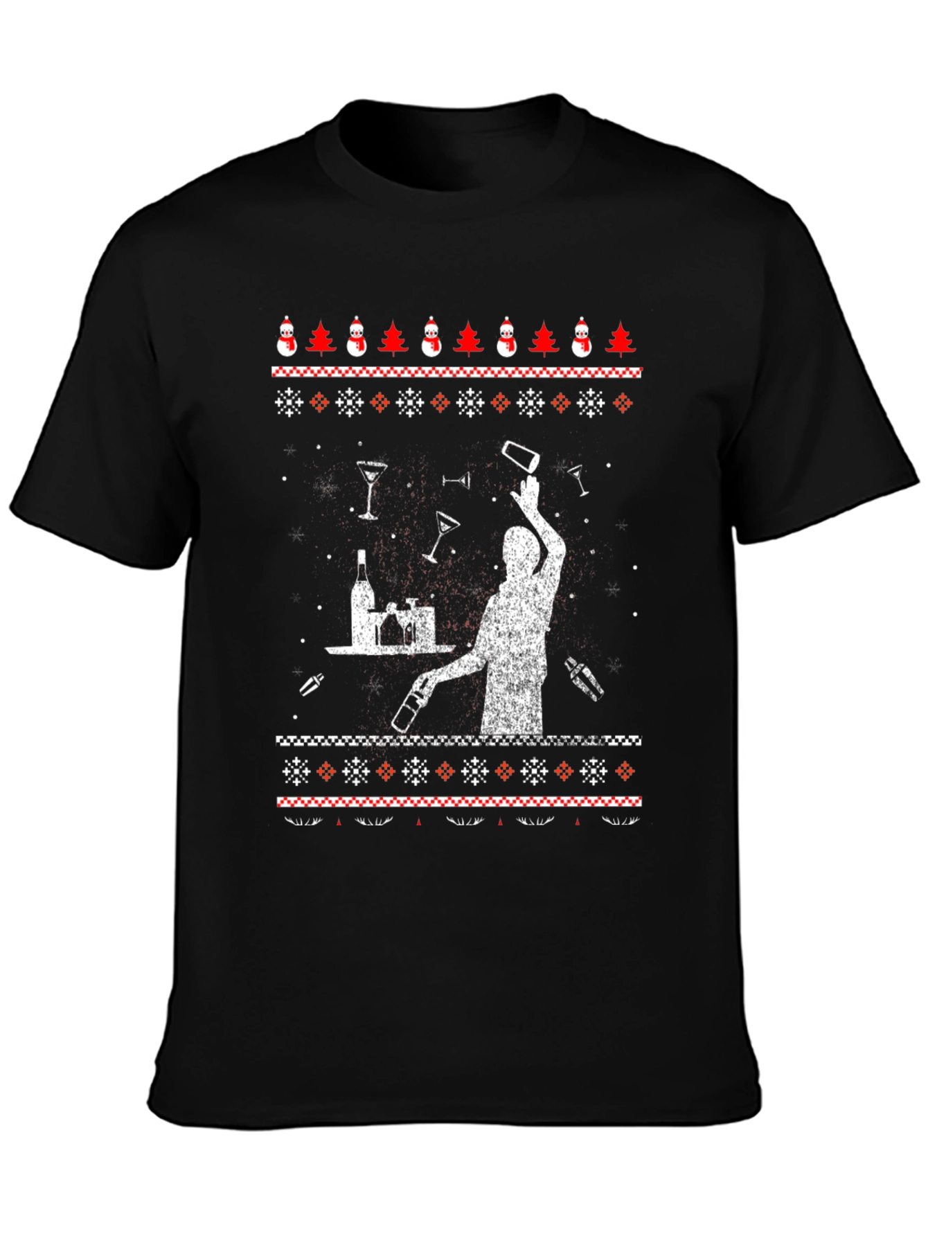 Bartender Ugly Christmas Sweater Graphic T-Shirt
