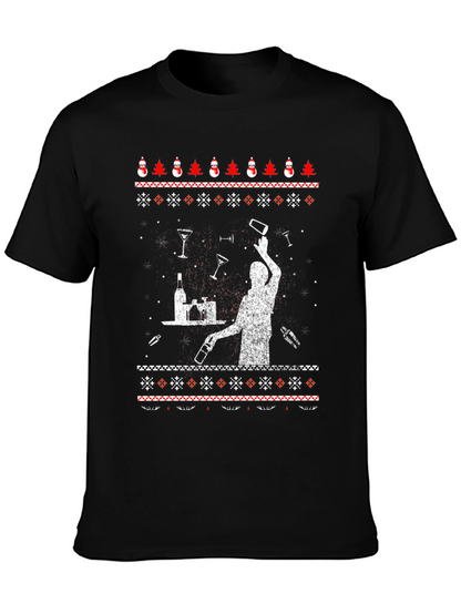 Bartender Ugly Christmas Sweater Graphic T-Shirt