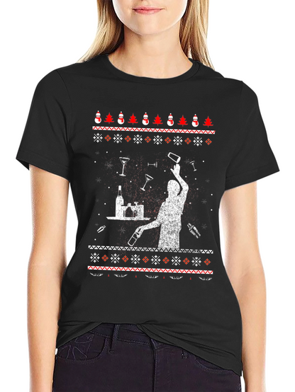 Bartender Ugly Christmas Sweater Graphic T-Shirt