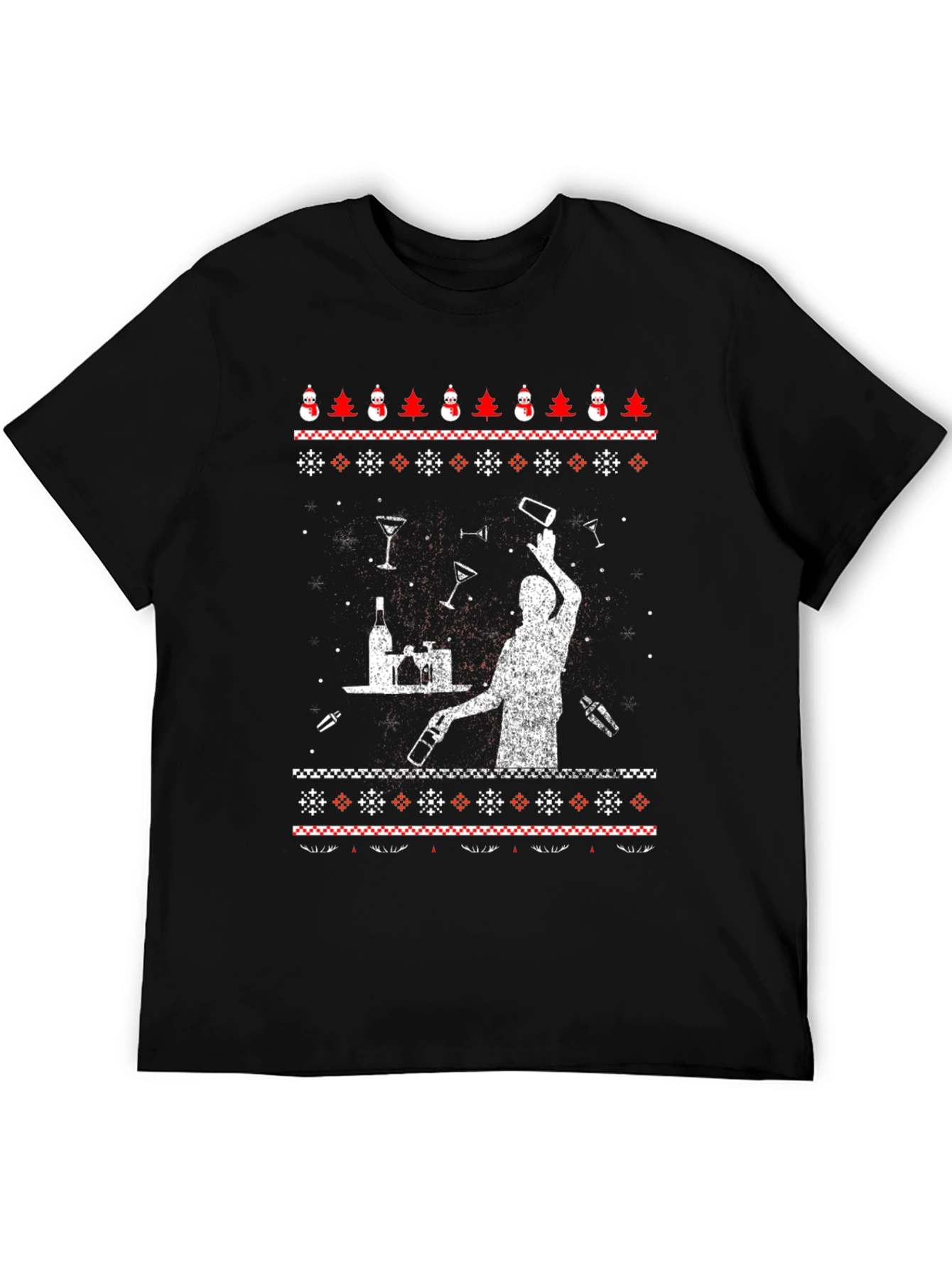 Bartender Ugly Christmas Sweater Graphic T-Shirt