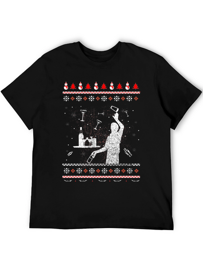 Bartender Ugly Christmas Sweater Graphic T-Shirt