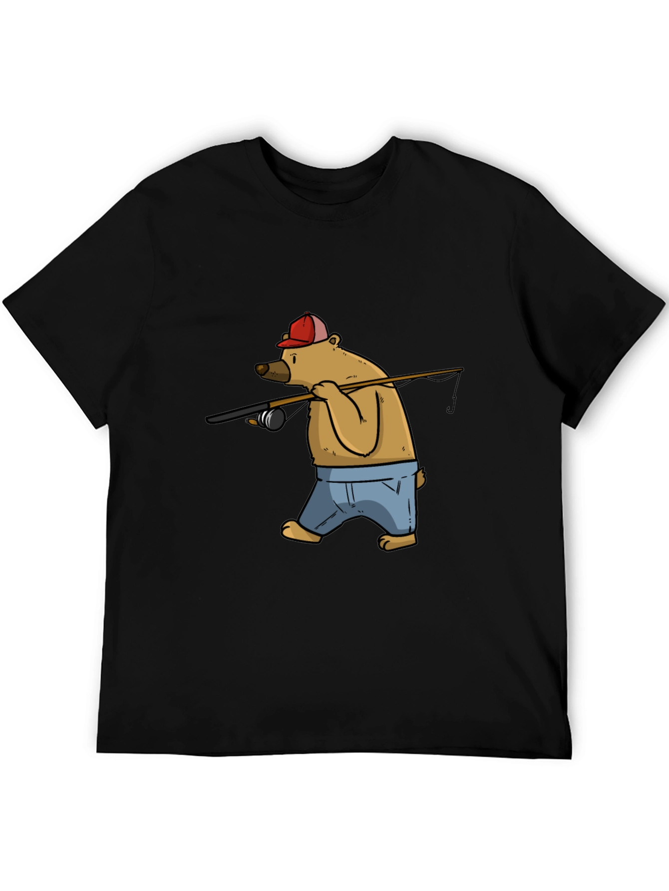Bear Fishing T-Shirt - Cartoon Graphic Tee
