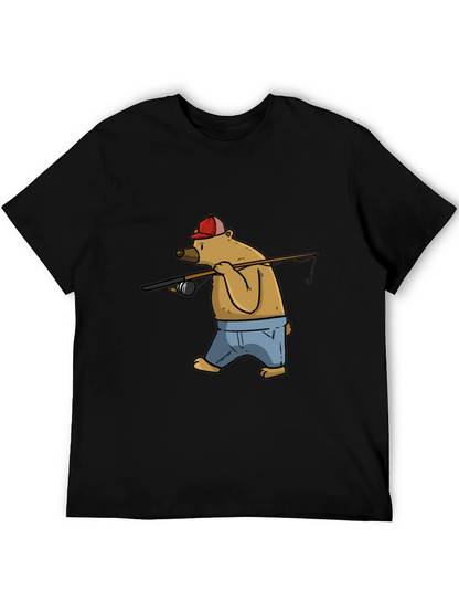 Bear Fishing T-Shirt - Cartoon Graphic Tee