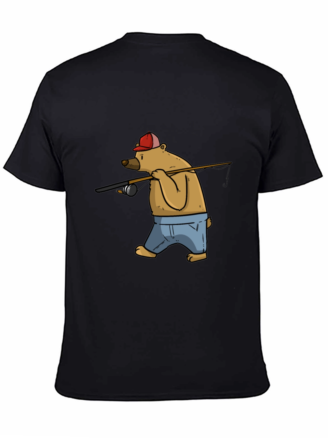 Bear Fishing T-Shirt - Cartoon Graphic Tee