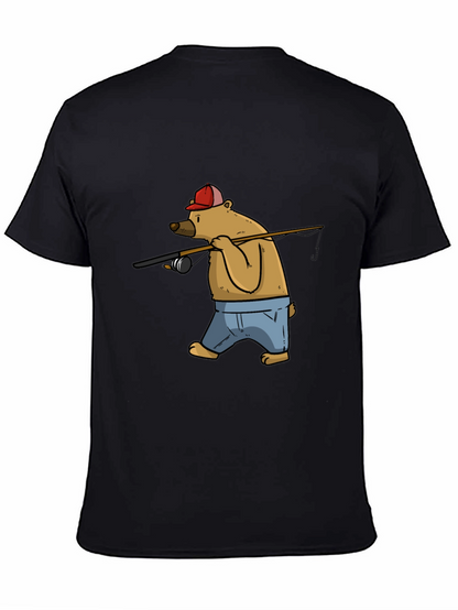 Bear Fishing T-Shirt - Cartoon Graphic Tee