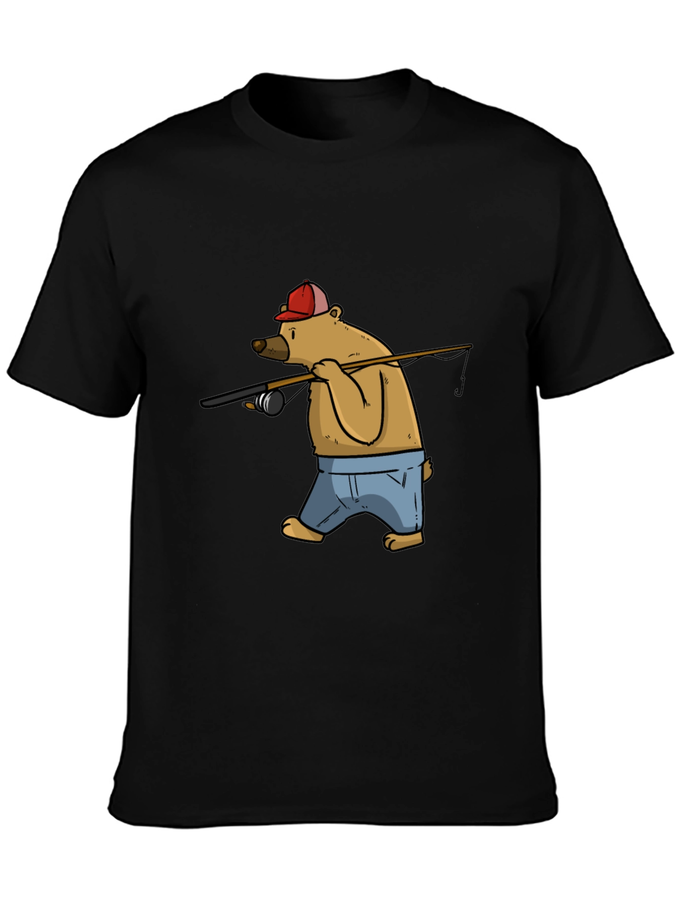 Bear Fishing T-Shirt - Cartoon Graphic Tee