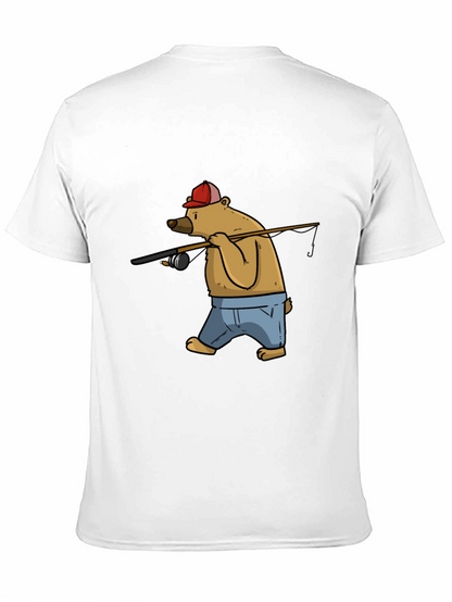 Bear Fishing T-Shirt - Cartoon Graphic Tee