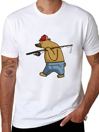Bear Fishing T-Shirt - Cartoon Graphic Tee