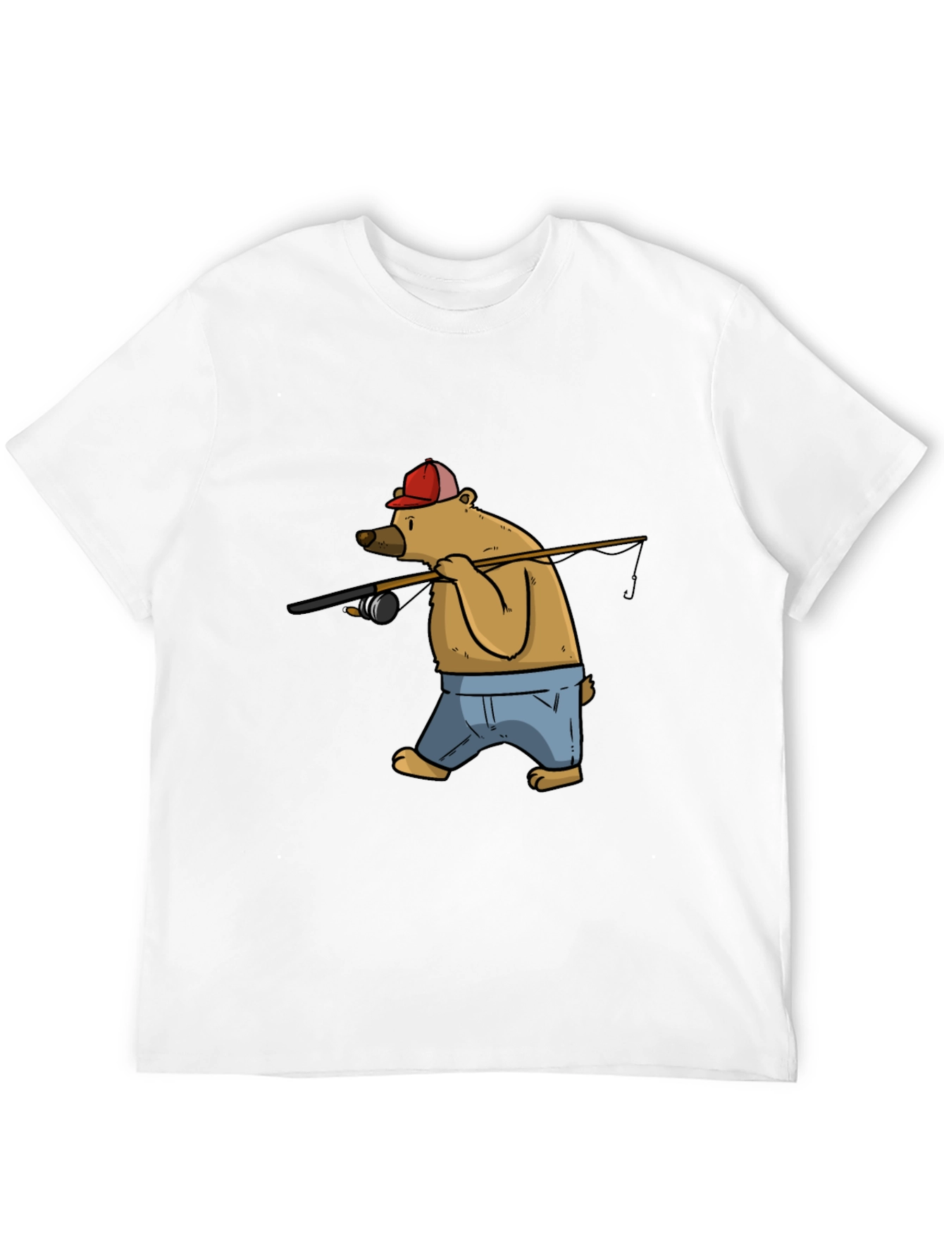 Bear Fishing T-Shirt - Cartoon Graphic Tee