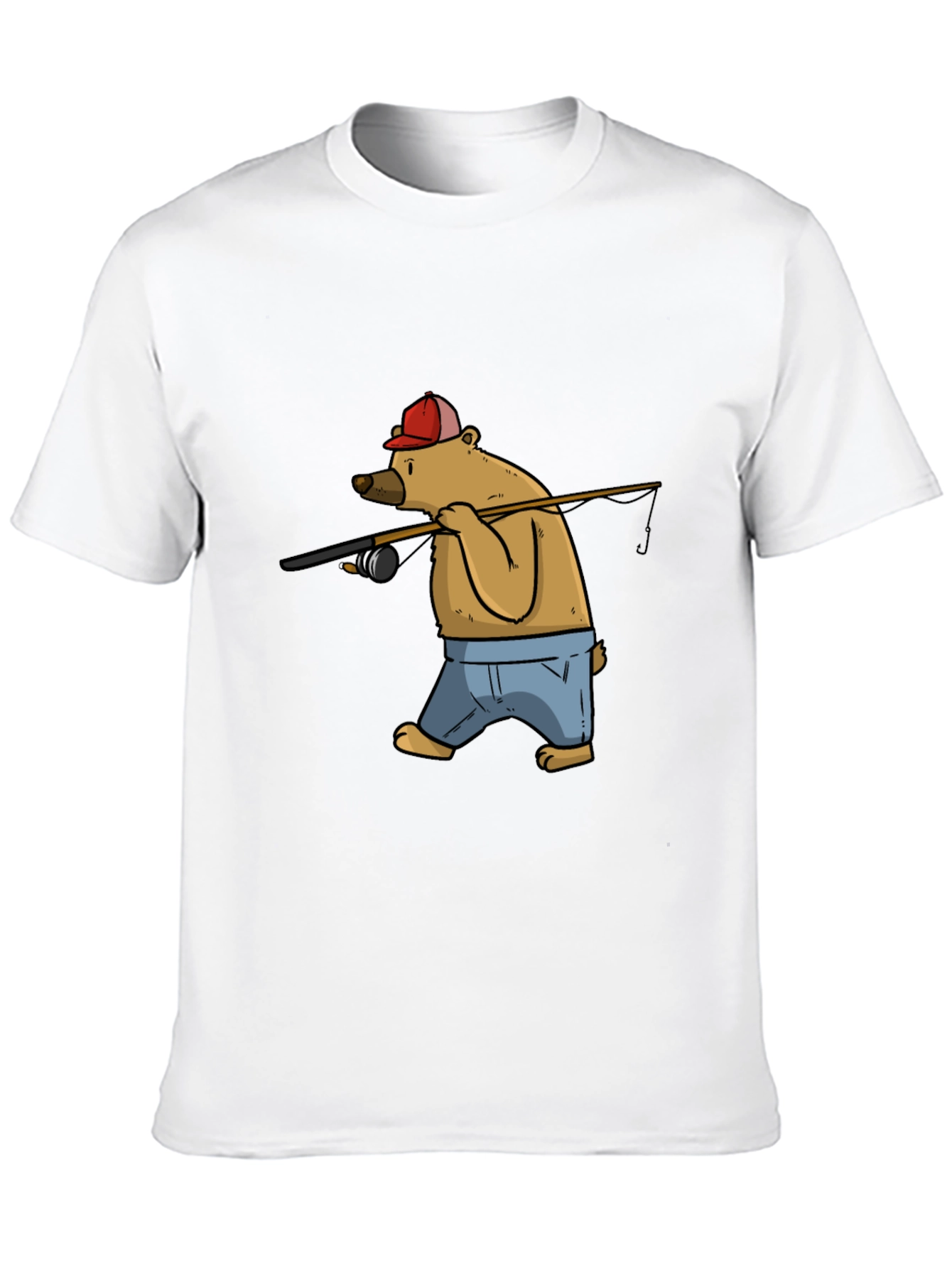 Bear Fishing T-Shirt - Cartoon Graphic Tee