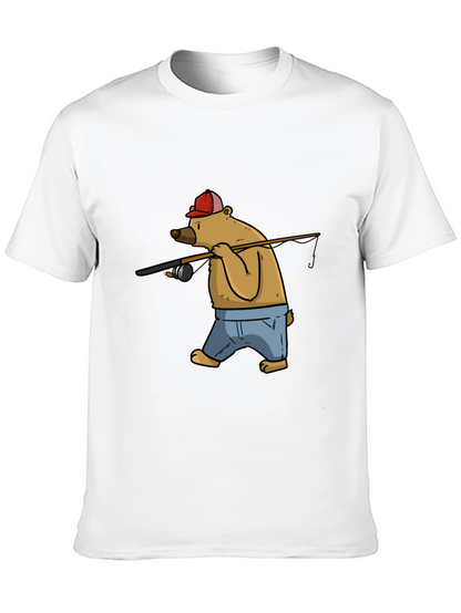 Bear Fishing T-Shirt - Cartoon Graphic Tee