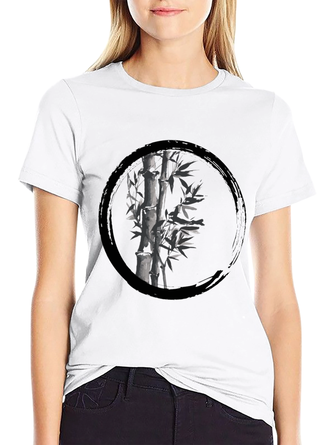 Zen Bamboo Circle Black T-Shirt