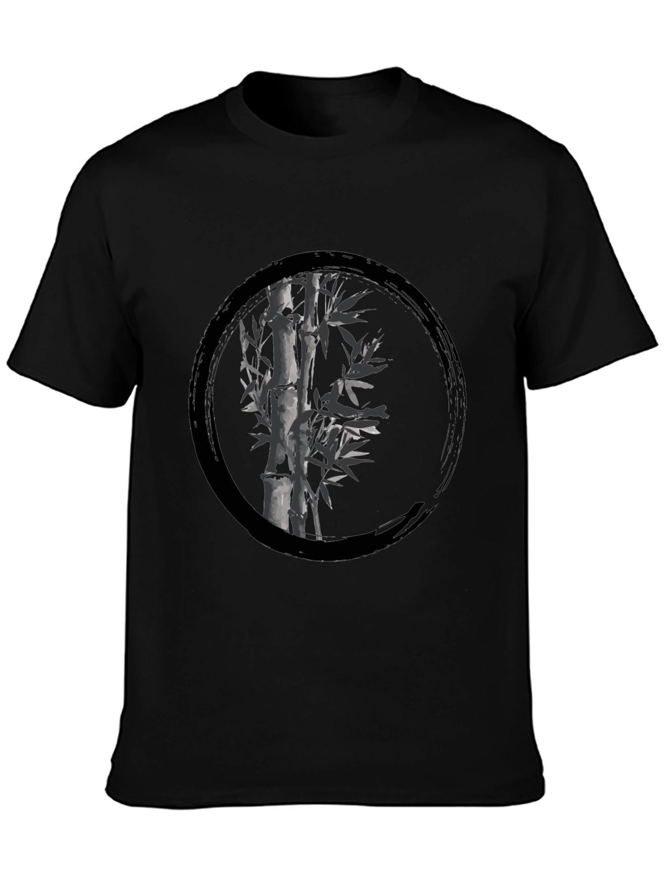 Zen Bamboo Circle Black T-Shirt