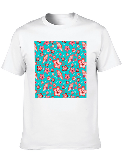 Floral Pattern T-Shirt Casual Graphic Tee