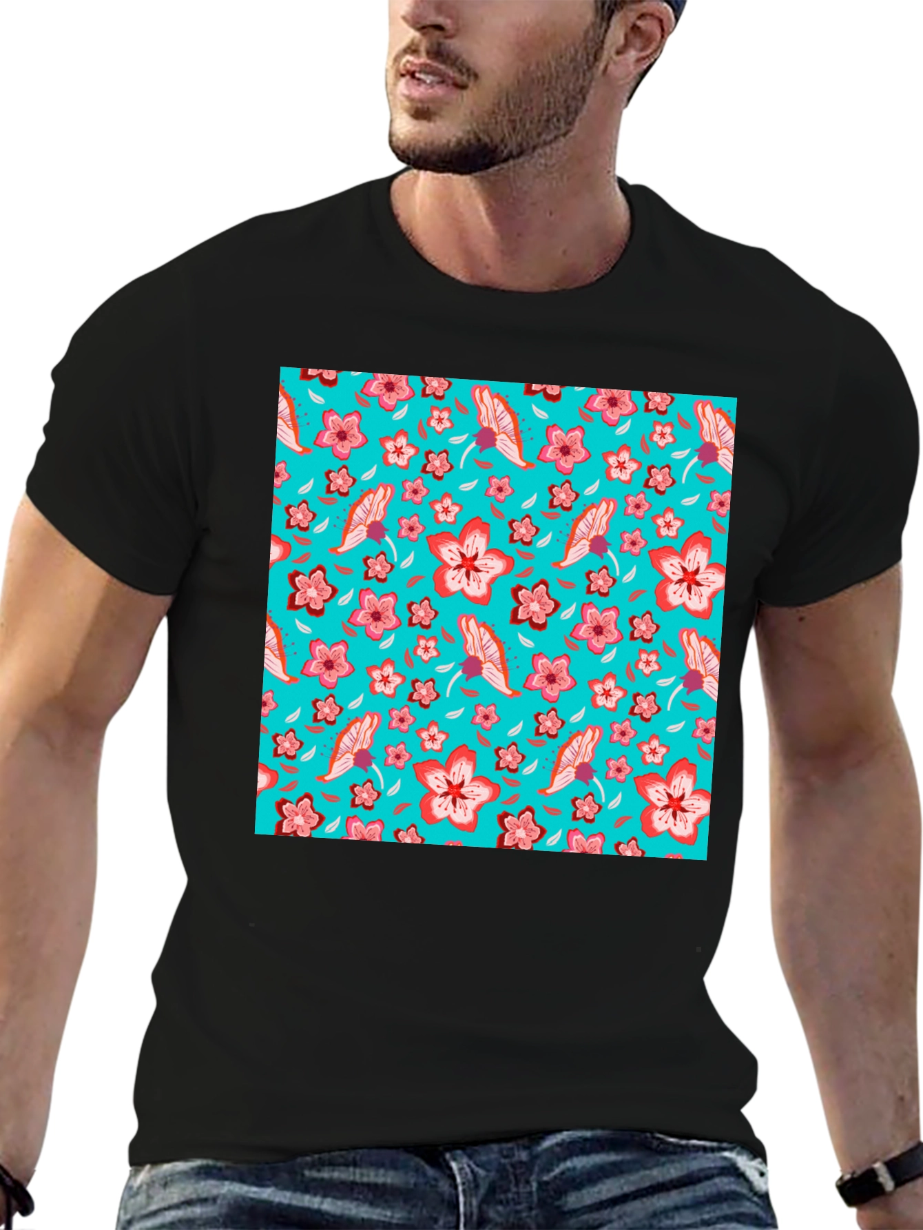 Floral Pattern T-Shirt Casual Graphic Tee