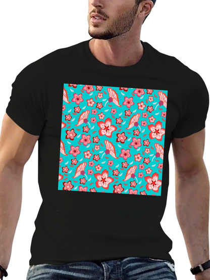 Floral Pattern T-Shirt Casual Graphic Tee