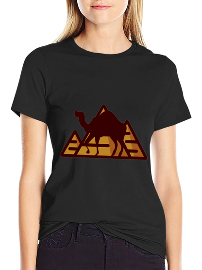 Camel Pyramid Graphic Tee - Black Cotton T-Shirt
