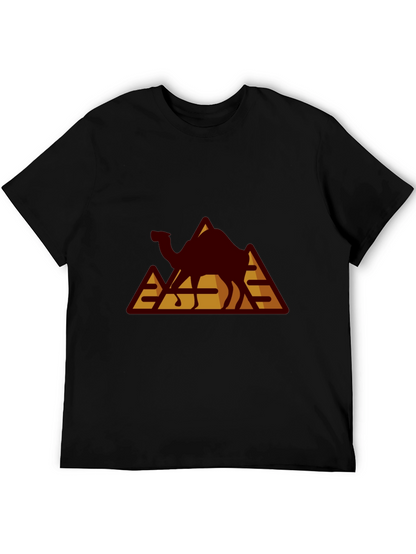 Camel Pyramid Graphic Tee - Black Cotton T-Shirt