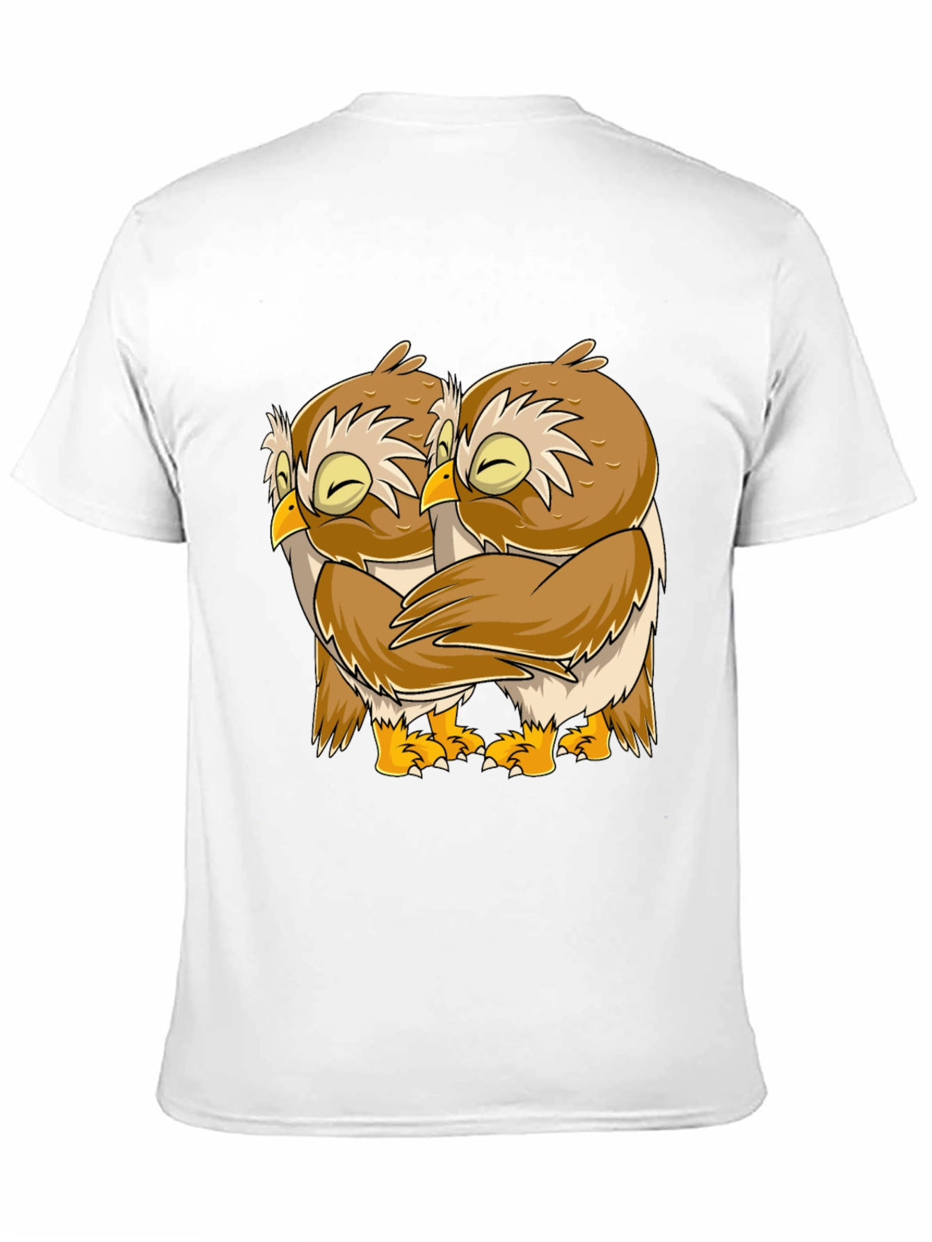 Owl Hug Graphic Tee - Black Cotton T-Shirt