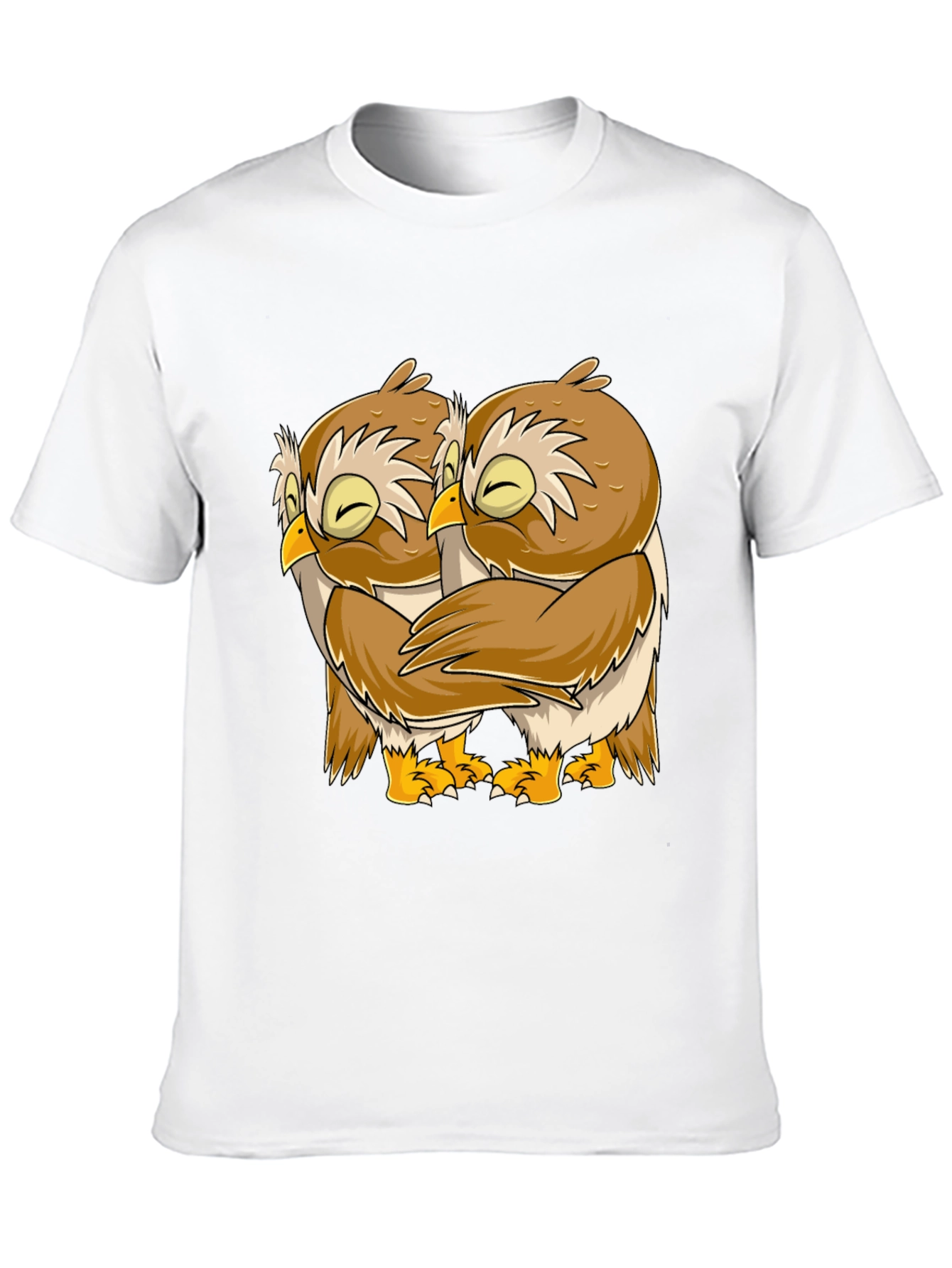 Owl Hug Graphic Tee - Black Cotton T-Shirt