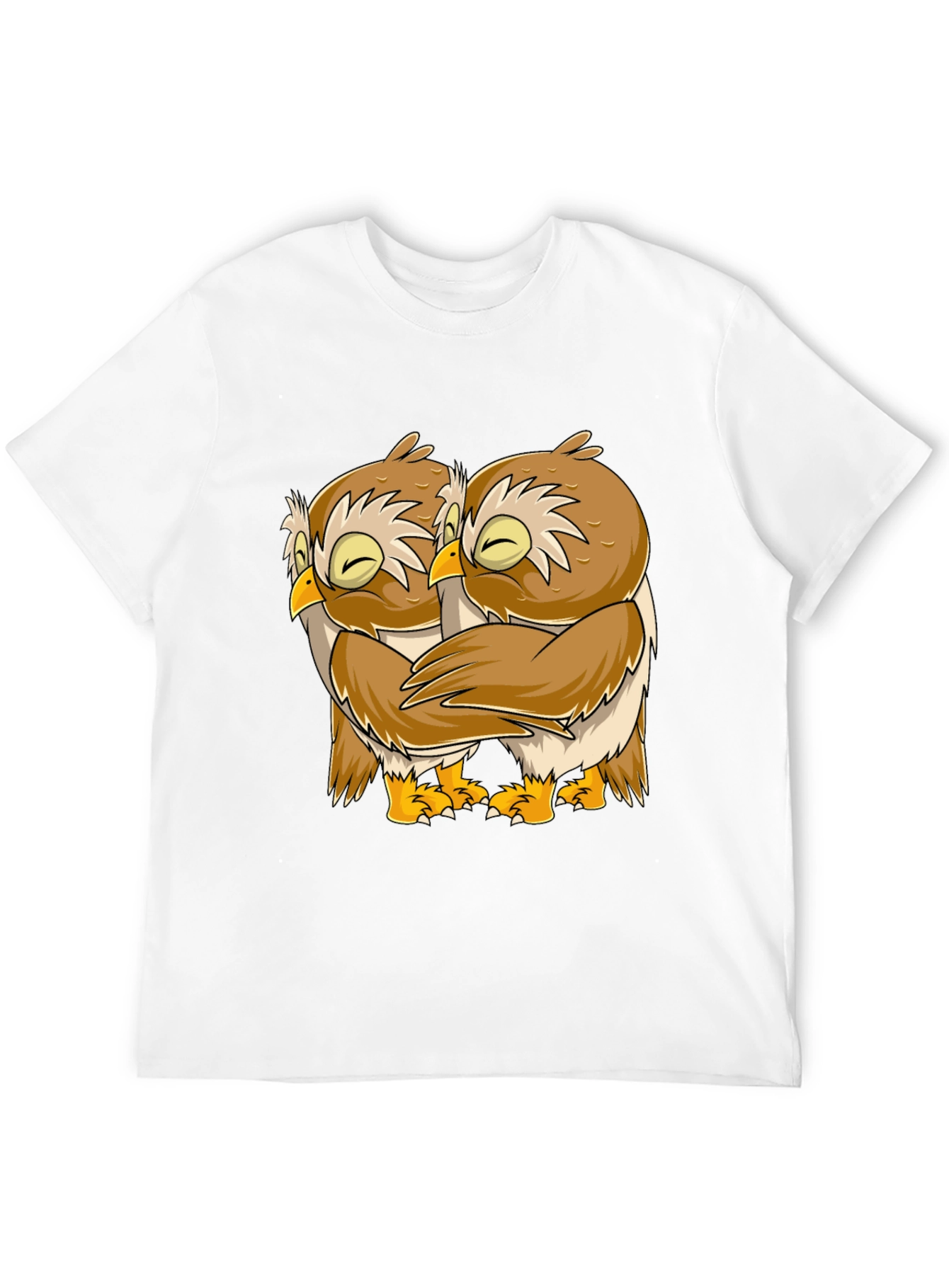 Owl Hug Graphic Tee - Black Cotton T-Shirt