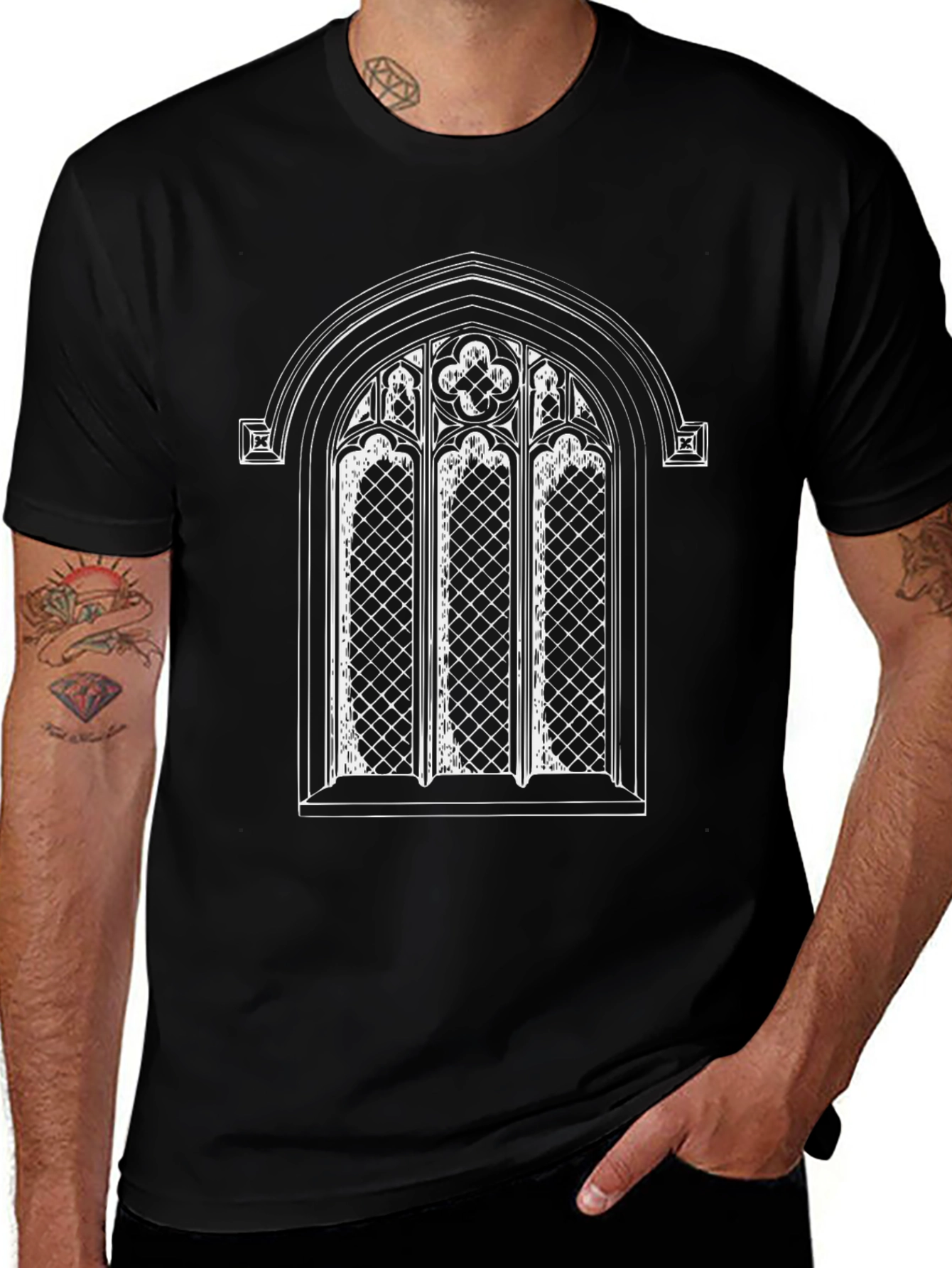 Gothic Window Graphic Tee - Black