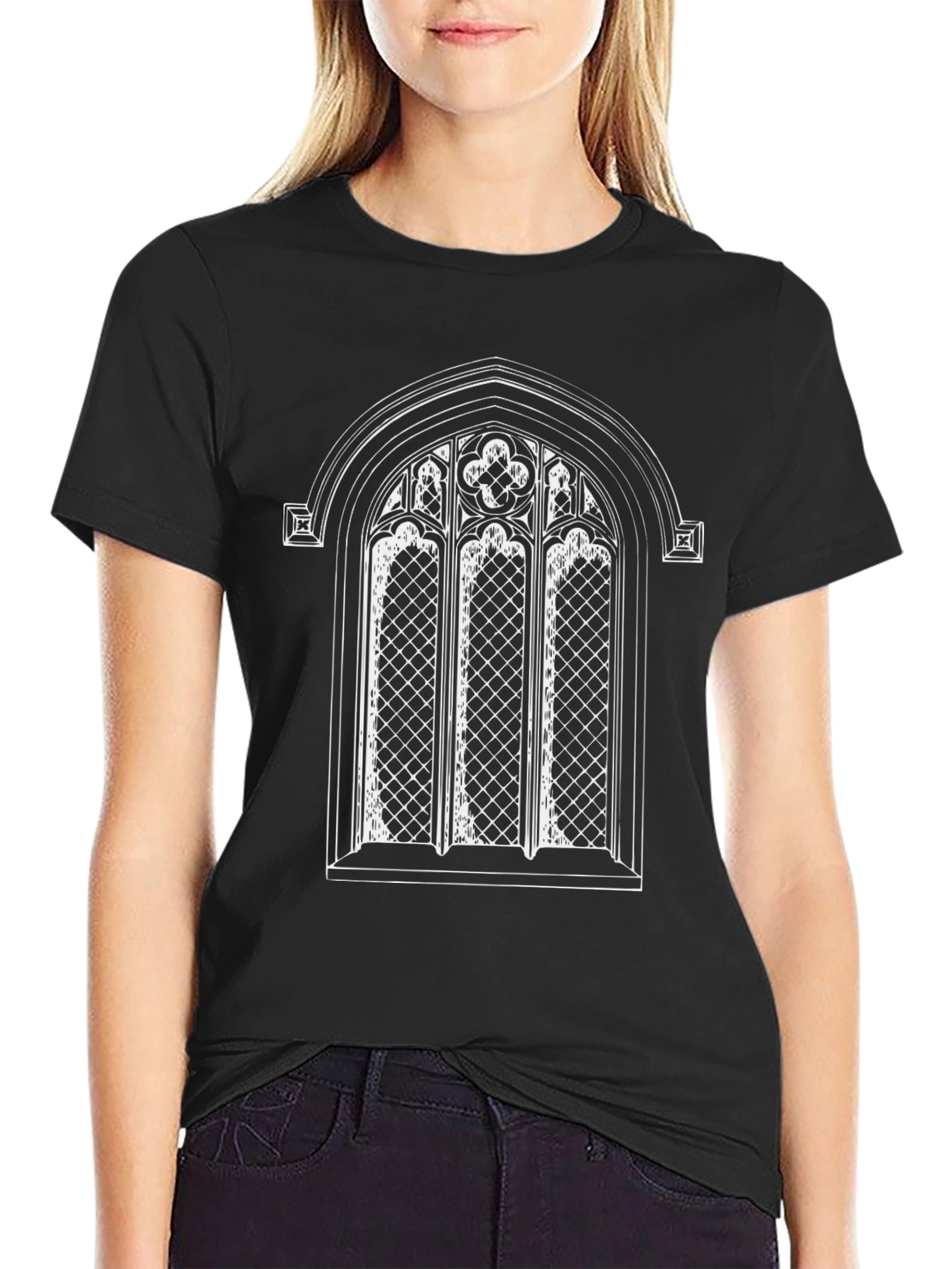 Gothic Window Graphic Tee - Black