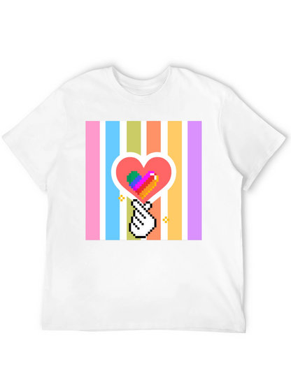 Pixel Heart & Hand T-Shirt - Black