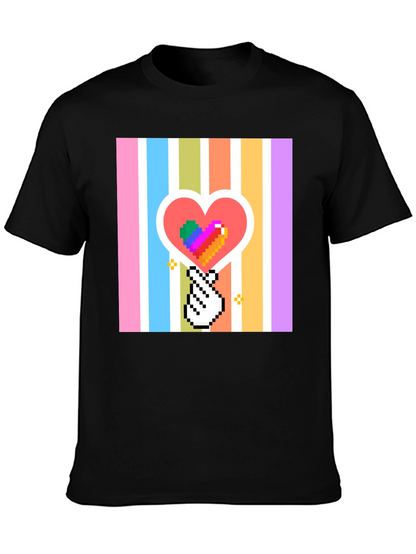 Pixel Heart & Hand T-Shirt - Black