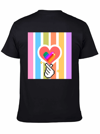 Pixel Heart & Hand T-Shirt - Black