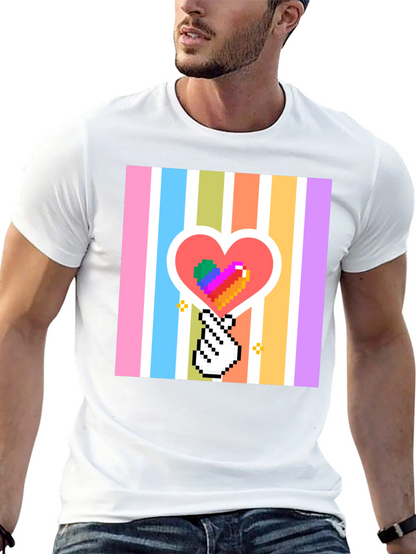 Pixel Heart & Hand T-Shirt - Black