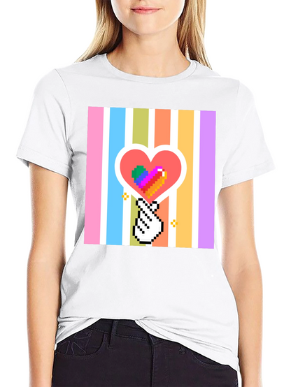Pixel Heart & Hand T-Shirt - Black