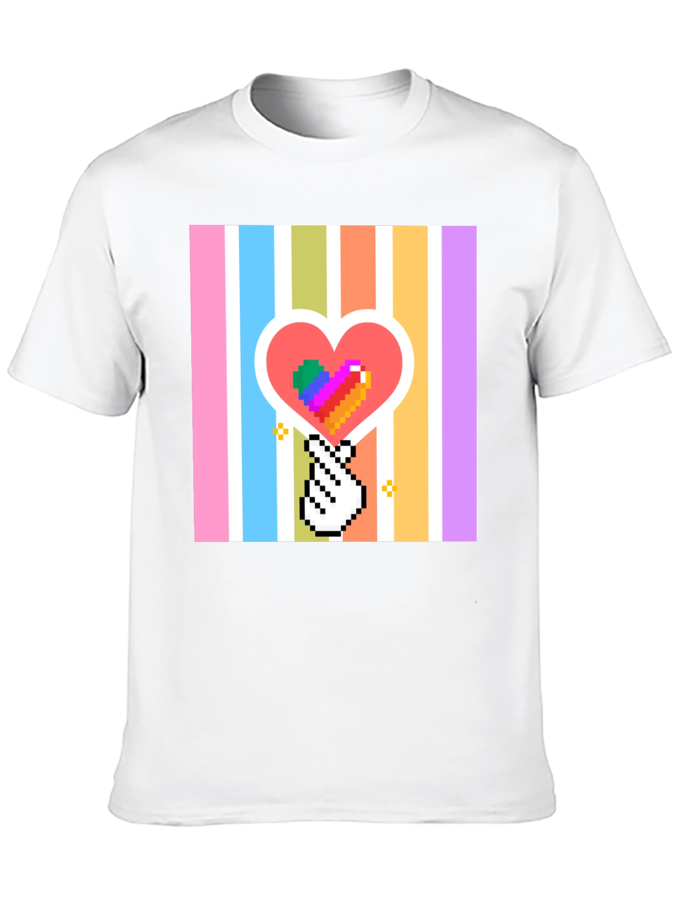 Pixel Heart & Hand T-Shirt - Black