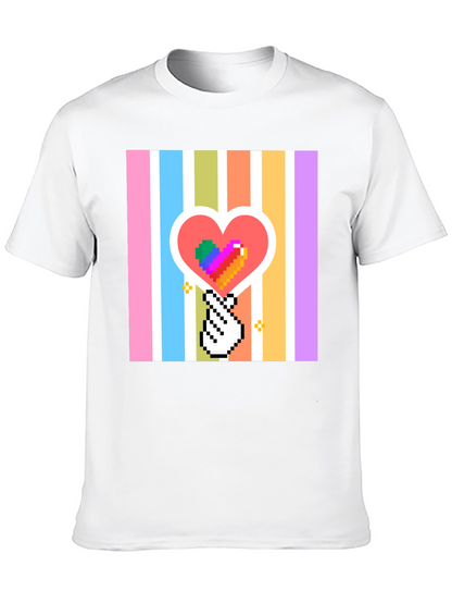 Pixel Heart & Hand T-Shirt - Black
