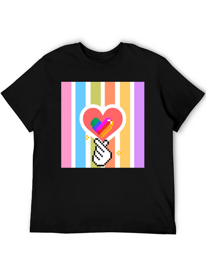 Pixel Heart & Hand T-Shirt - Black