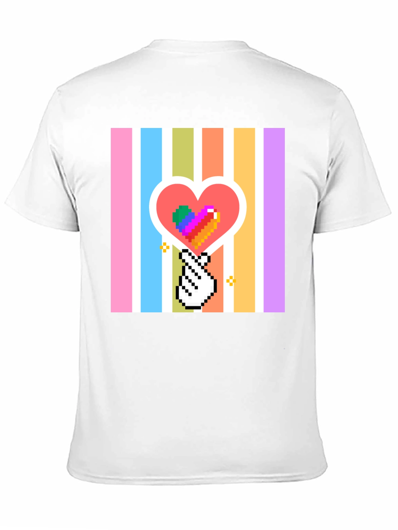 Pixel Heart & Hand T-Shirt - Black