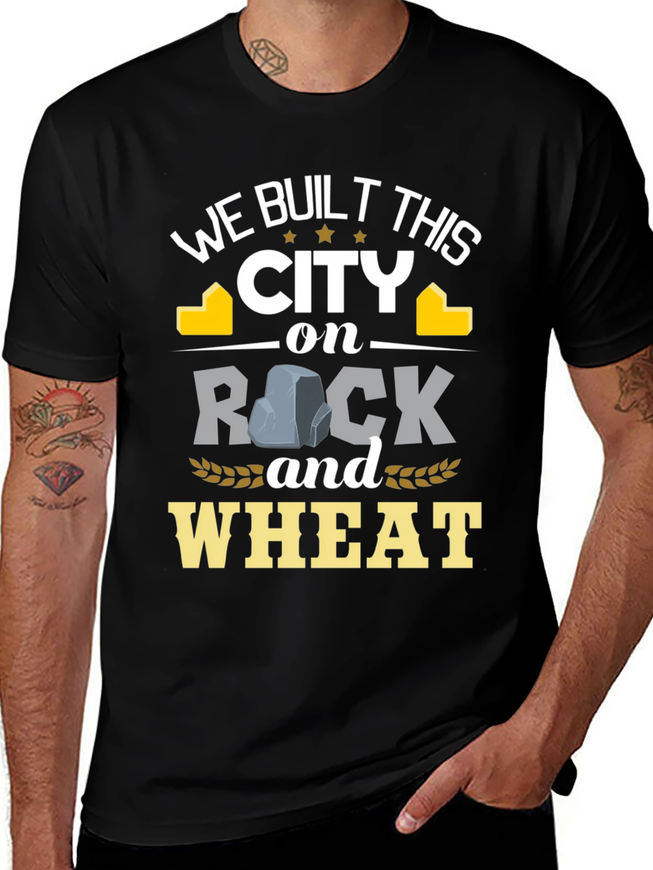 We Built This City on Rock and Wheat T-Shirt
