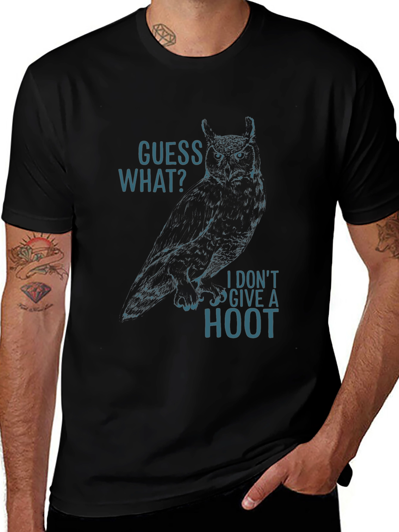 Guess What? Owl Graphic Tee - Black