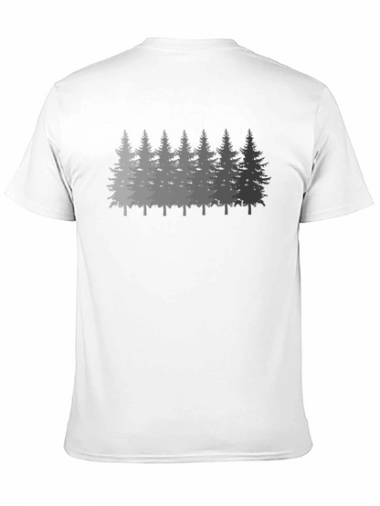 Mens Forest Print Black Crew Neck T-Shirt