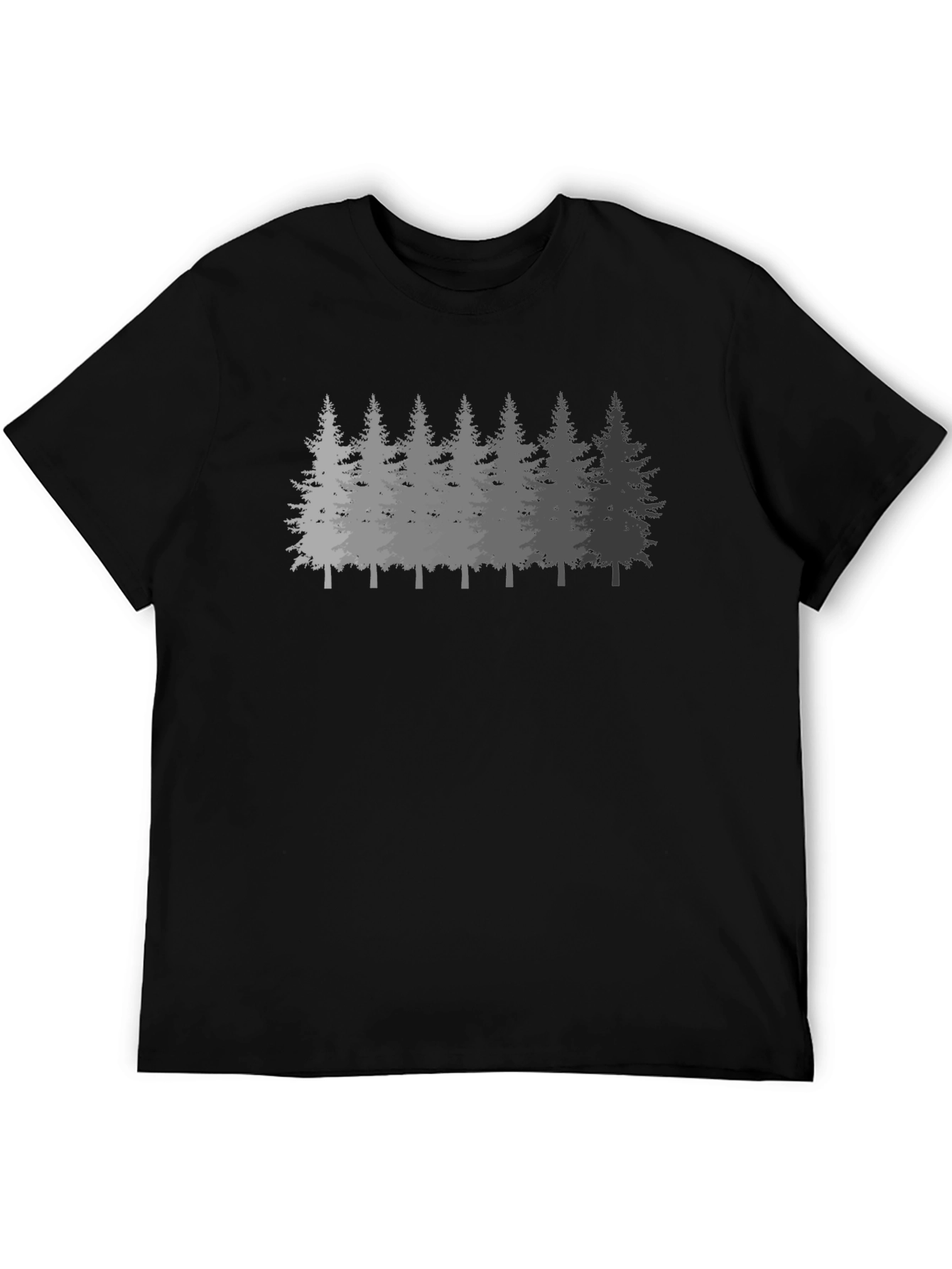 Mens Forest Print Black Crew Neck T-Shirt