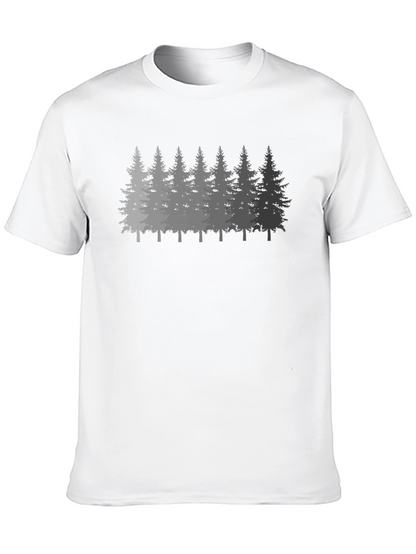 Mens Forest Print Black Crew Neck T-Shirt
