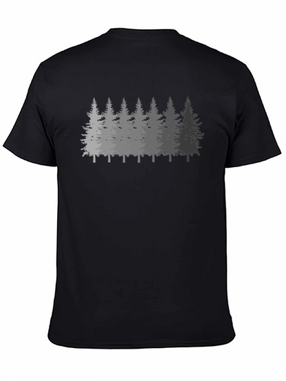 Mens Forest Print Black Crew Neck T-Shirt