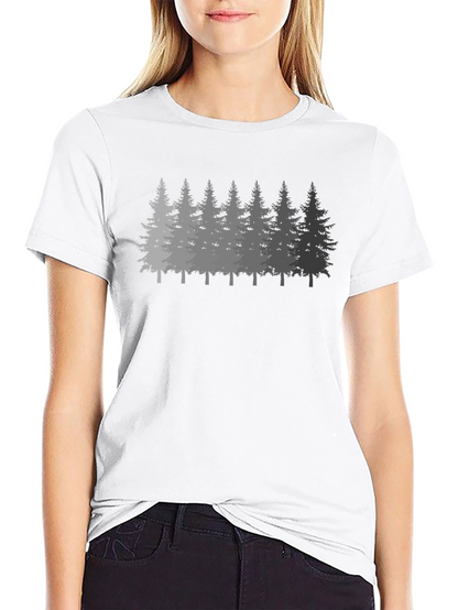 Mens Forest Print Black Crew Neck T-Shirt